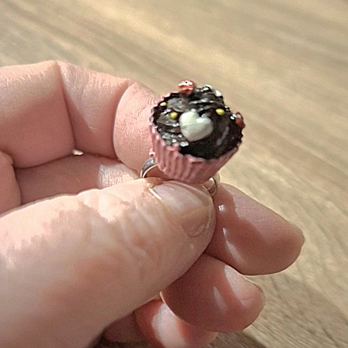 Bague enfant réglable muffin fimo
