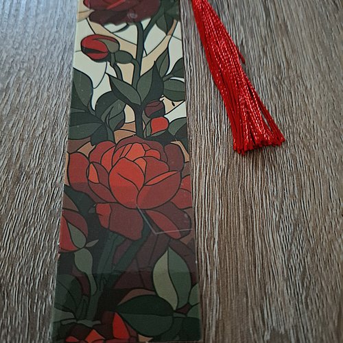 Marque page fleurs roses rouges