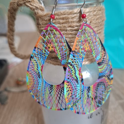 Boucles d'oreilles pendantes multicolores
