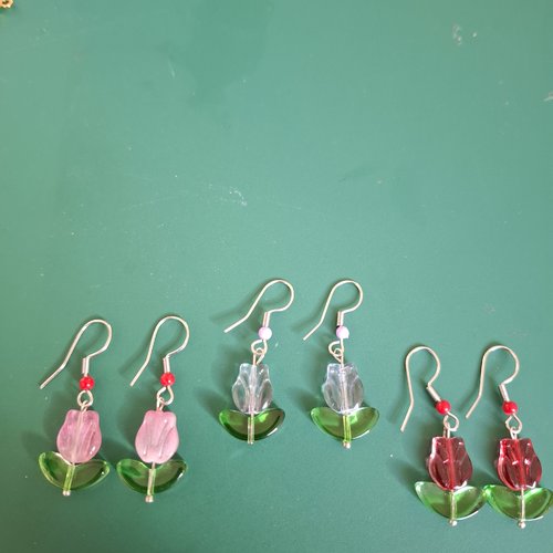 Boucles d'oreilles pendantes perles tulipes