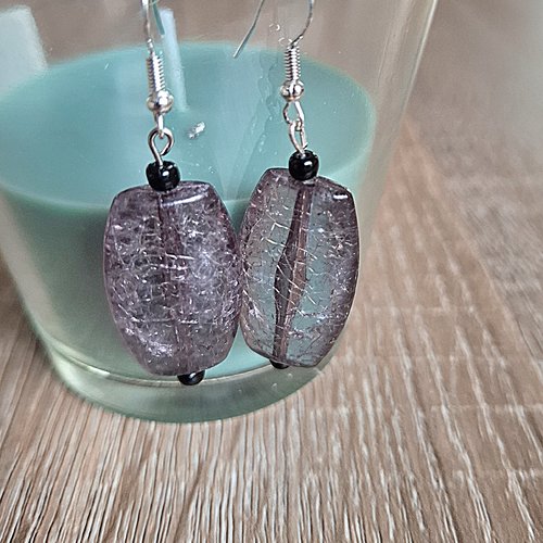 Boucles d'oreilles pendantes perles en verre marron