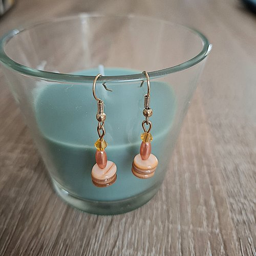 Boucles d'oreilles pendantes perles nacre orange