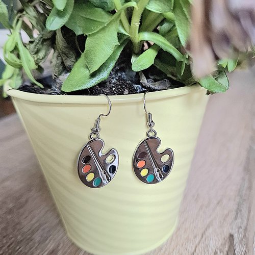 Boucles d'oreilles pendantes palette de peinture