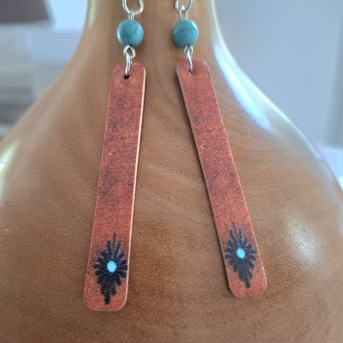 Boucles d'oreilles pendantes ethniques simili cuir