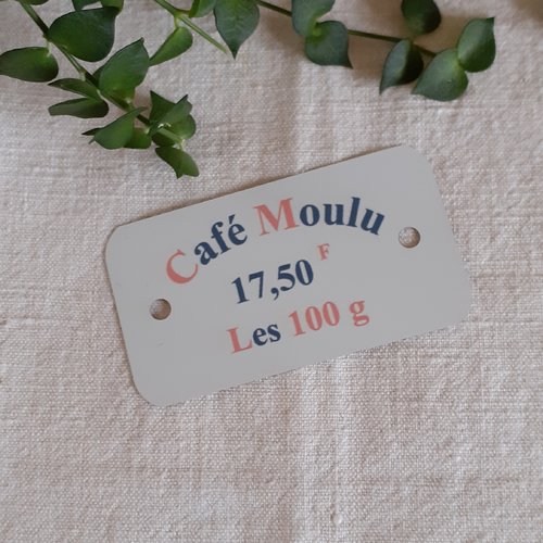 Plaque métal café moulu - étiquette, décoration cuisine boîte à café, déco intérieur