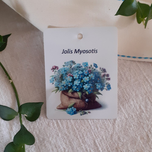 Etiquette collection printemps myosotis  - décoration, table, embellissement