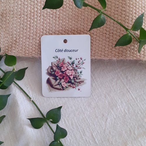 Etiquette collection printemps fleurs roses "côté douceur"  - décoration, table, embellissement