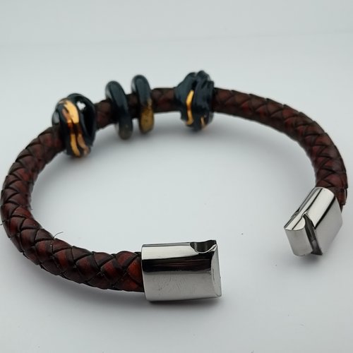 Bracelet cuir homme tresse