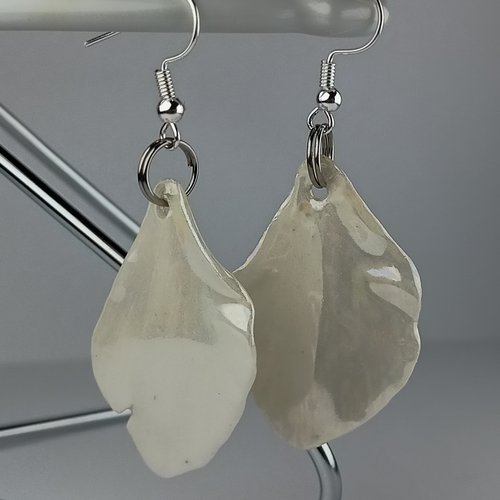 Boucles d'oreilles porcelaine blanche coca