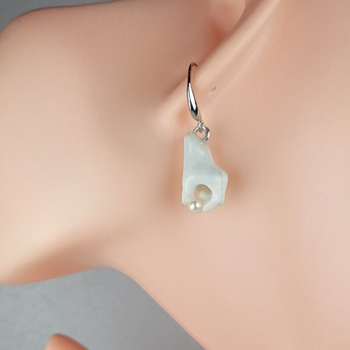 Boucles d'oreilles porcelaine blanche  maeva