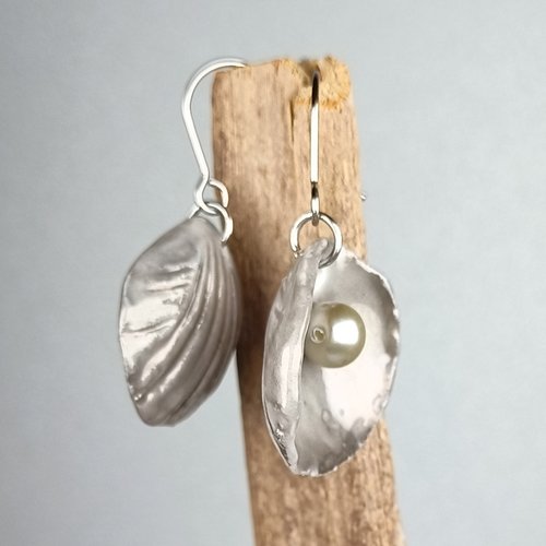 Boucles d'oreilles porcelaine platine perla