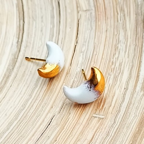 Boucles d'oreilles porcelaine liquide or cintia