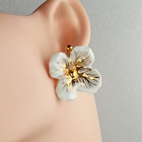Boucles d'oreilles porcelaine liquide or fiona
