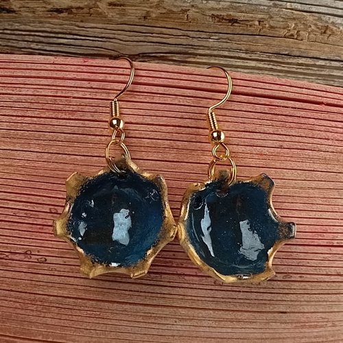 Boucles d'oreilles porcelaine peinture mentalisée bluna