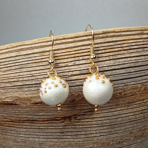 Boucles d'oreilles porcelaine peinture métallisée alexandra