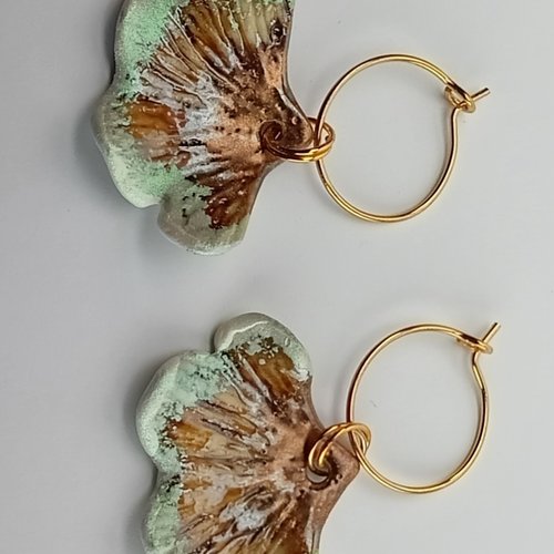 Boucles d'oreilles porcelaine peinture métalisée lassa