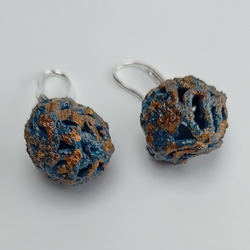 Boucles d'oreilles porcelaine peinture métalisée pierra