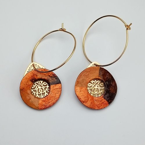 Boucles d'oreilles porcelaine peinture métalisée soleas