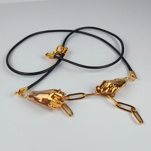 Collier cordon ciré  porcelaine liquide or libertad