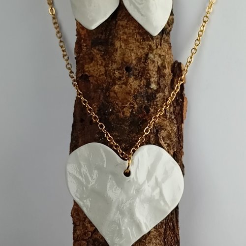 Collier porcelaine  chaine blanche biza