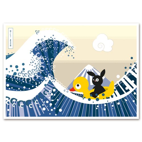 Affiche déco illustration originale "la grande vague" (aprés hokusaï)