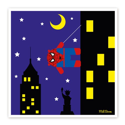 Affiche déco illustration originale "spiderman" pour enfant