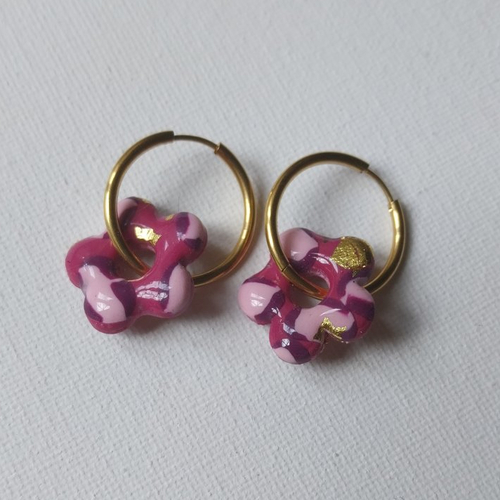 Boucle d'oreilles léopard rose