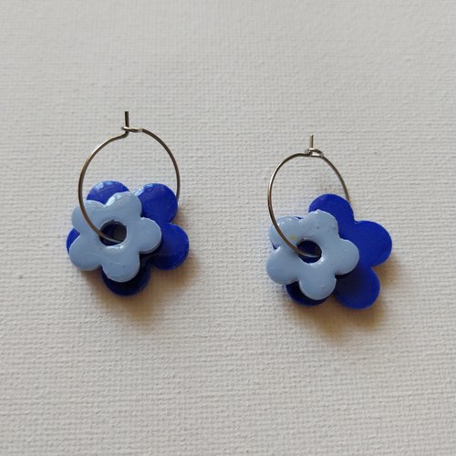 Boucle d'oreilles interchangeable bleue