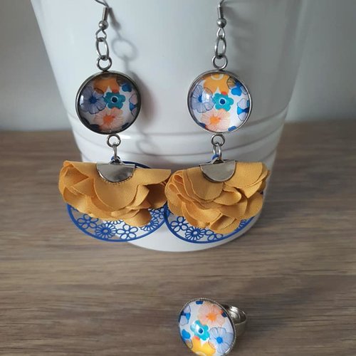 Boucles d'oreilles et bague