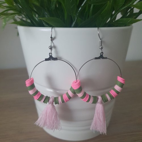 Boucles créoles perles heishi