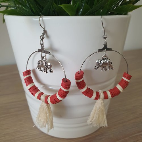 Boucles créoles perles heishi