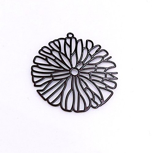 Pendentif filigrane, couleur noire, forme ronde, création bijoux