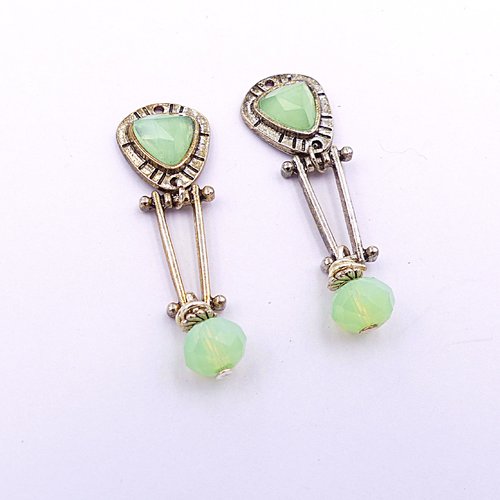 Lot de 2 pendentifs argentés et verre. idéal pour la création de bijoux faits main : colliers, bracelets ou boucles d’o