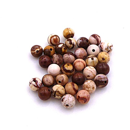 Perles en jaspe zébré australien, 6 mm de diamètre, lot de 10 perles, création de bijoux