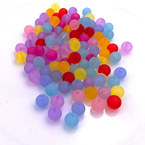 Perles en verre mat, mélange multicolore, diamètre 8 mm, vendues par lots de 20 perles couleurs variées