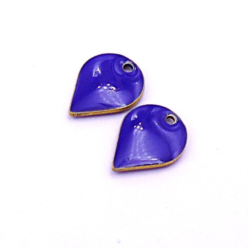 Pendentif émaillé goutte, émaillage sur les deux faces, couleur bleu marine, à l'unité