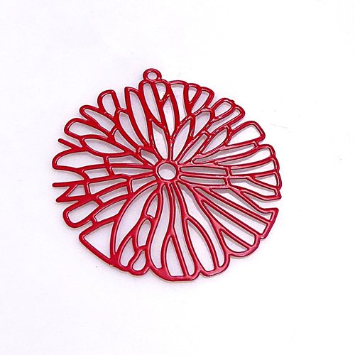 Pendentif filigrane, couleur rouge, forme ronde, création bijoux