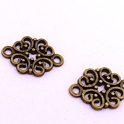 4 connecteurs métal bronze forme ovale ajouré 20x15 mm