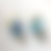 Boucles d'oreilles créoles en acier inoxydable avec pampilles (fleurs) bleu en fimo – faites main & interchangeables