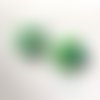 Boucles d'oreilles créoles en acier inoxydable avec pampilles (fleurs) vert en fimo – faites main & interchangeables
