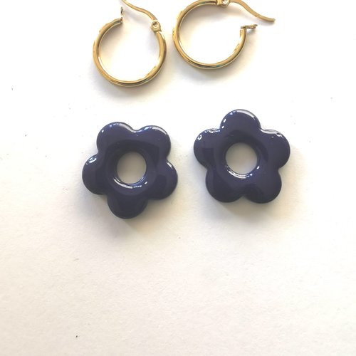Petites pampilles violette en fimo – faites main & interchangeables - pour créoles