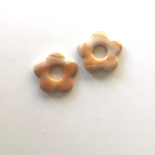 Petites pampilles bicolore caramel - beige en fimo – faites main & interchangeables - pour créoles