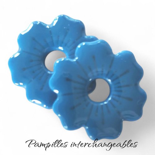 Pampilles bleu en fimo faites main – uniques & interchangeables pour créoles