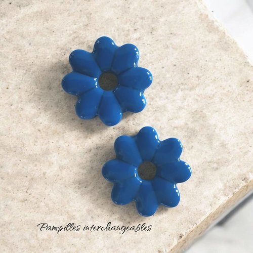 Pampilles bleu en fimo faites main – uniques & interchangeables pour créoles