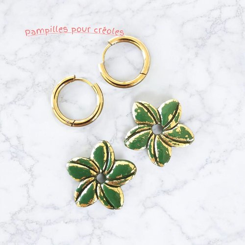 Ppampilles en verre feuille avec légers reflets dorés – fimo artisanale pour créoles | interchangeables