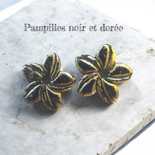 Pampilles noir avec légers reflets dorés – fimo artisanale pour créoles | interchangeables