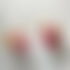Boucles d'oreilles créoles en acier inoxydable avec pampilles (fleurs) roses en fimo – faites main & interchangeables