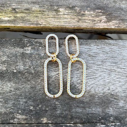 Boucles d’oreilles clou avec strass, acier inoxydable doré à l’or fin
