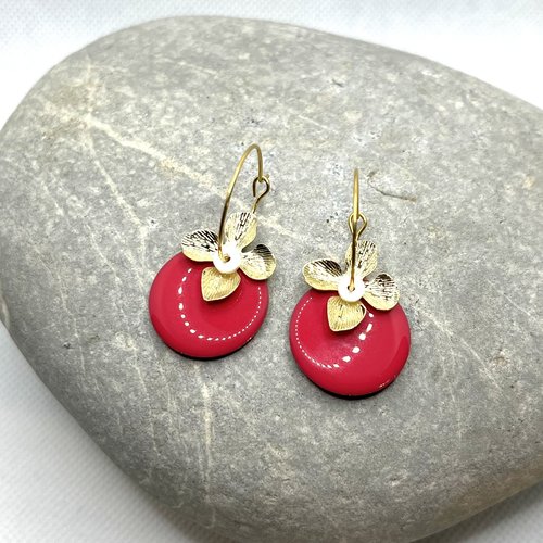 Boucles d’oreilles pomme d’amour framboise