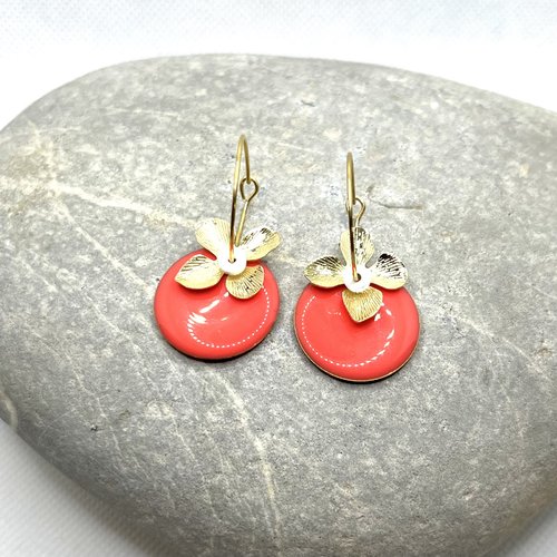 Boucles d’oreilles pomme d’amour pêche corail
